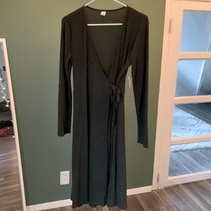 Old Navy Size medium ribbed army green wrap dress